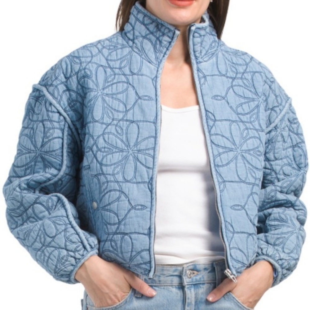 Blank NYC Embroidered Denim Chambray Jacket
